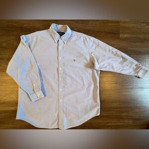 POLO RALPH LAUREN Shirt Mens Blue‎ Button Down 16-33 Yarmouth Flesh Pony B40
